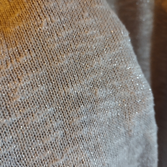 Gray sparkly crop shirt. Sleeves are a little shorter. - Picture 7 of 7